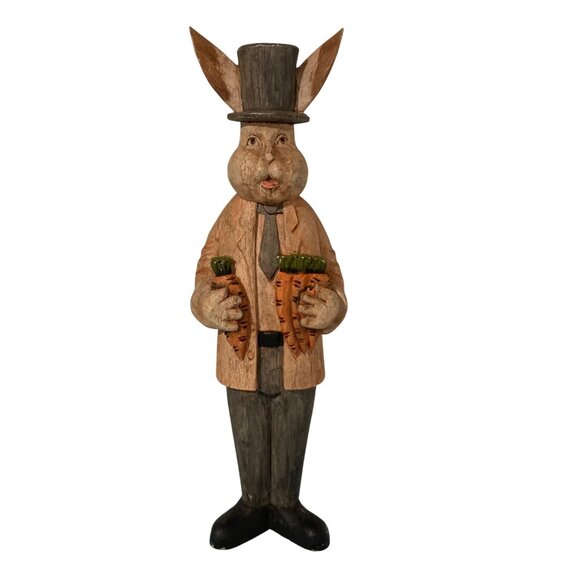 Vintage Hand Carved Wood Folk Art Easter Bunny Rabbit Large 17" - Picture 1 of 6